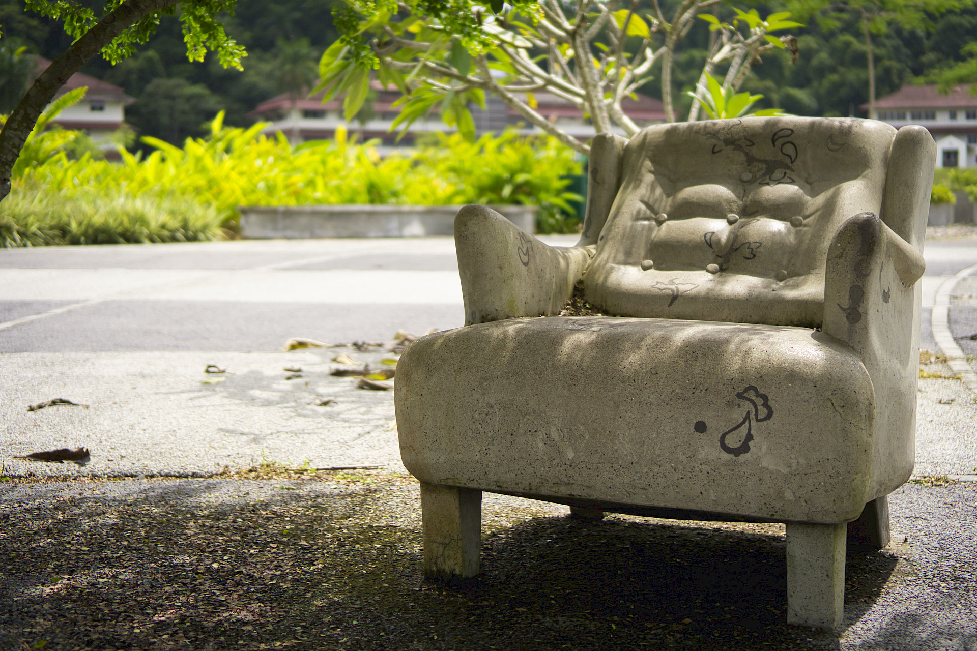 Cement chair In the city of Knowledge of Panama